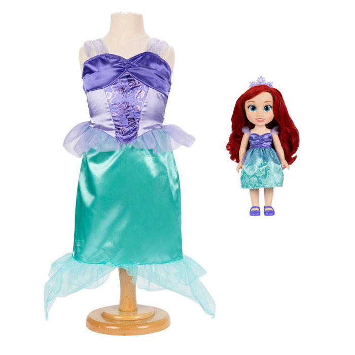 JAKKS PACIFIC Poupée Ariel avec Costume La Petite Sirène Disney 38 cm - Costume Taille 4-7 Ans
