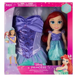 JAKKS PACIFIC Poupée Ariel avec Costume La Petite Sirène Disney 38 cm - Costume Taille 4-7 Ans
