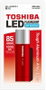 TOSHIBA Mini lampe de poche en aluminium 85lm - Rouge