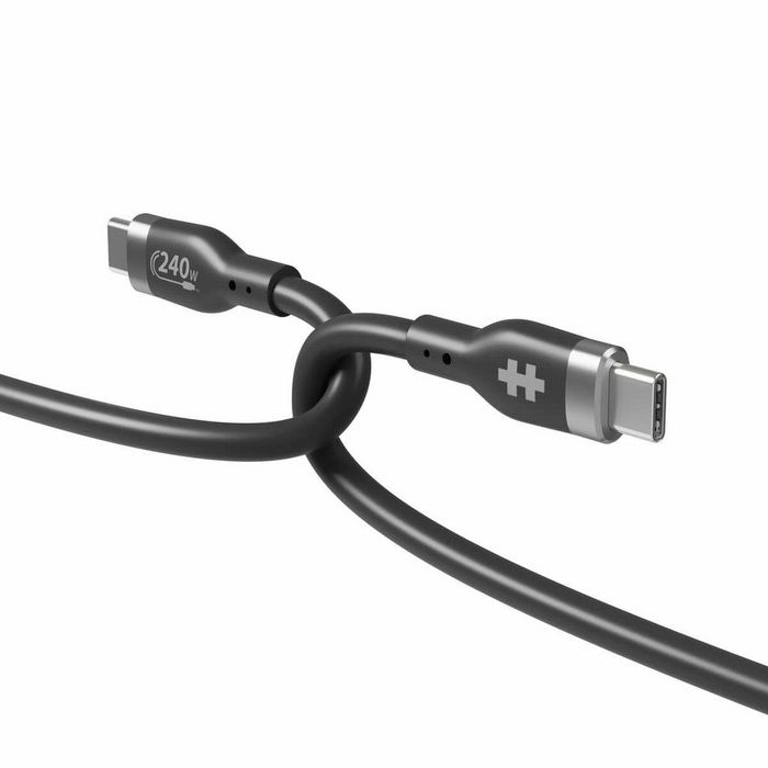 Hyper HyperJuice Câble USB-C vers USB-C Silicone 240W 2m (6ft) Noir - Câble de charge haute puissance PD 3.1 EPR résistant aux nœuds