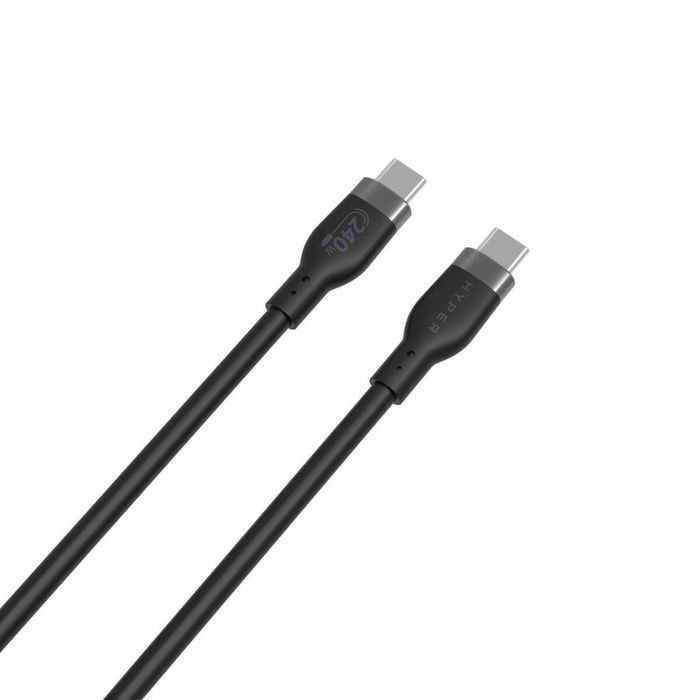 Hyper HyperJuice Câble USB-C vers USB-C Silicone 240W 2m (6ft) Noir - Câble de charge haute puissance PD 3.1 EPR résistant aux nœuds