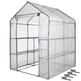 Nature - Serre de jardin avec 2 étagères - H195 x L143 x P143 cm - Tube vert Ø16 mm, PE armé 140 g/m²