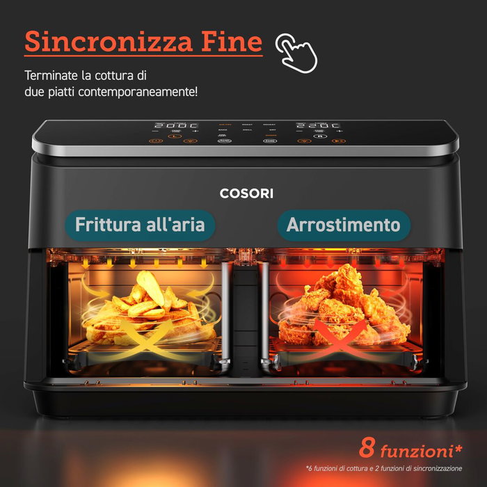 Cosori Dual Basket Chef Edition Friteuse sans huile 8,5 L Noir