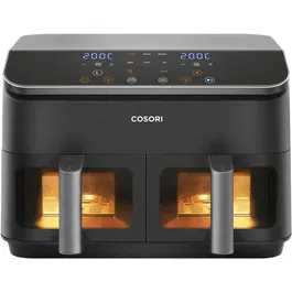 COSORI Friteuse sans huile Dual Basket Chef Edition 8.5L, 2 paniers indépendants, 8 programmes de cuisson, 1750W, Noir