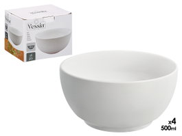Vessia Set de 4 Bols en Porcelaine 500 ml Blanc 18,5x15x15 cm (Set de 8)