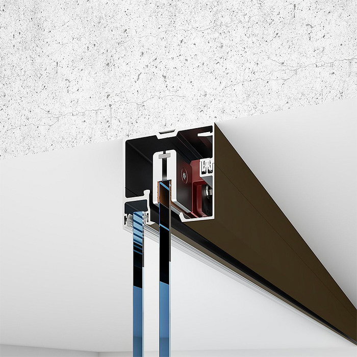 KLEIN Jgo.Guias Kit de guidage en aluminium anodisé Rollglass+ 100 pour verre 10/12mm jusqu'à 100kg par vantail, système de fermeture douce KSC