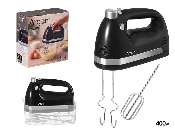 Argon Batteur à Main Double Fouet 400W Noir 22 x 9.5 x 25 cm (Set de 6) Argon Batteur à Main Double Fouet 400W Noir 22 x 9.5 x 25 cm (Set de 6)