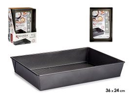 Kinvara Moule Rectangulaire en Métal 36.5x24 cm Gris foncé Antiadhésif (Set de 24)