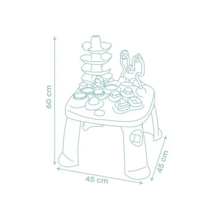 Smoby Little Smoby Table d'Activités pour Enfant à partir de 12 Mois, Tri de Formes, Boulier, Boutons Sonores, Catapulte, Miroir - Jouet Éducatif et Ludique Fabriqué en France