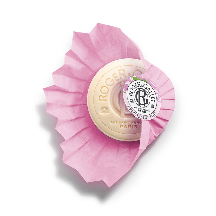Roger & Gallet Savon parfumé Feuille de Thé 100 g - Parfum unisexe aux notes de thé noir de Ceylan et citron de Calabrie - Savon solide