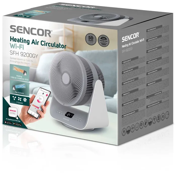 Sencor SFH 9200GY Radiateur soufflant connecté gris avec oscillation 80°
