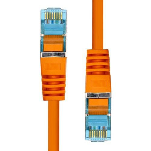 ProXtend Câble Ethernet CAT6A S/FTP en Cuivre Pur 99.9% avec Blindage, Gainage LSZH et Connecteur Or 50µ, 50 cm - Orange