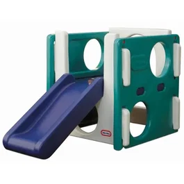 Little Tikes Toboggan intérieur/extérieur pour enfants de 18 mois à 4 ans, avec activités motricité et créativité - Vert, blanc et bleu