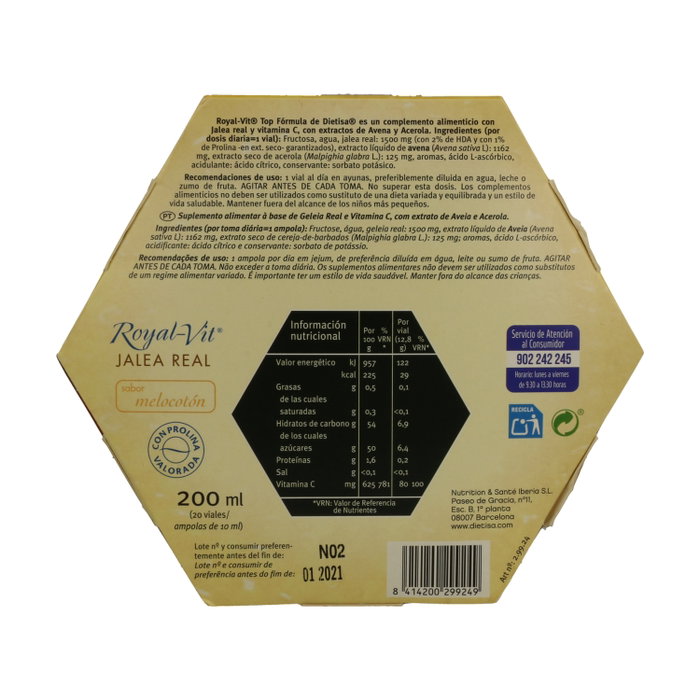 ROYAL VIT Jalea Real Top Fórmula 20 ampoules