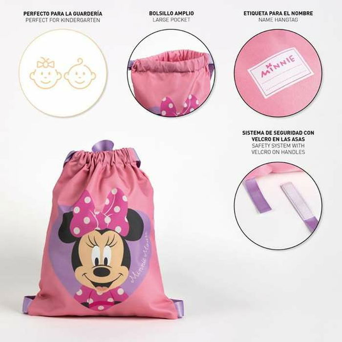 Sac à dos serré par des ficelles Minnie Mouse Rose 27 x 33 cm Sac à dos serré par des ficelles Minnie Mouse Rose 27 x 33 cm
