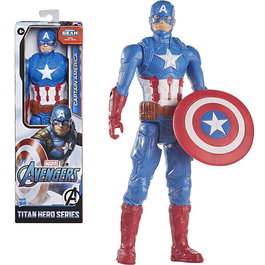 Hasbro - Figurine de Collection Titan Captain America E7877 - Franchise Avengers - Figurine d'Action - Pour Enfants à Partir de 4 Ans