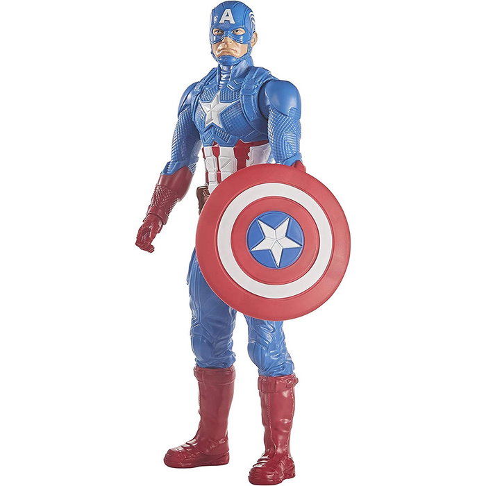 Hasbro - Figurine de Collection Titan Captain America E7877 - Franchise Avengers - Figurine d'Action - Pour Enfants à Partir de 4 Ans