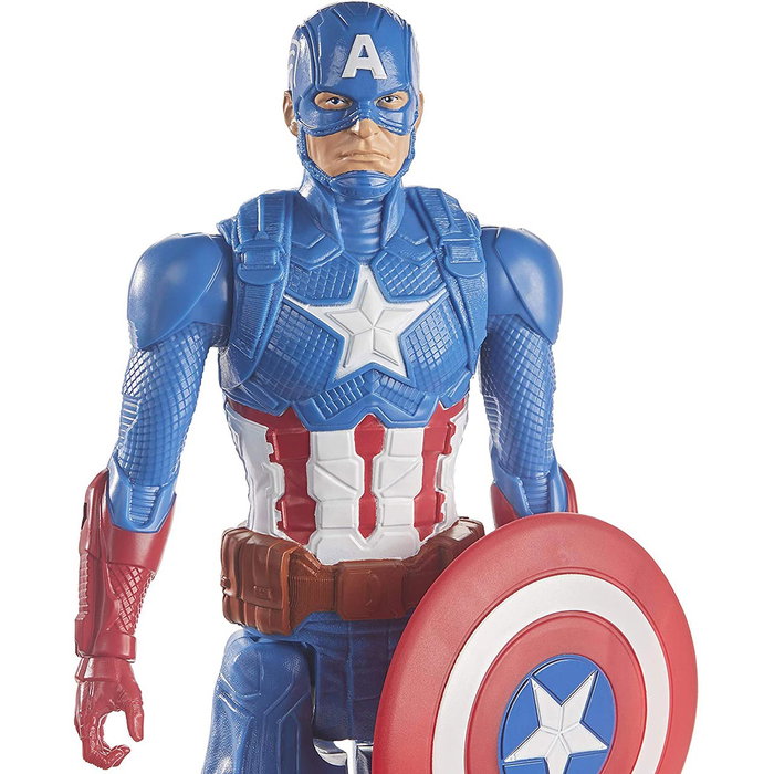 Hasbro - Figurine de Collection Titan Captain America E7877 - Franchise Avengers - Figurine d'Action - Pour Enfants à Partir de 4 Ans