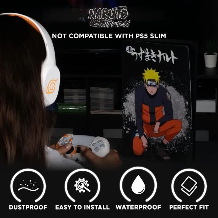KONIX - Façade de protection en silicone pour PlayStation 5 PS5 - Motif Naruto Shippuden - Antichoc et anti-rayures - Noir