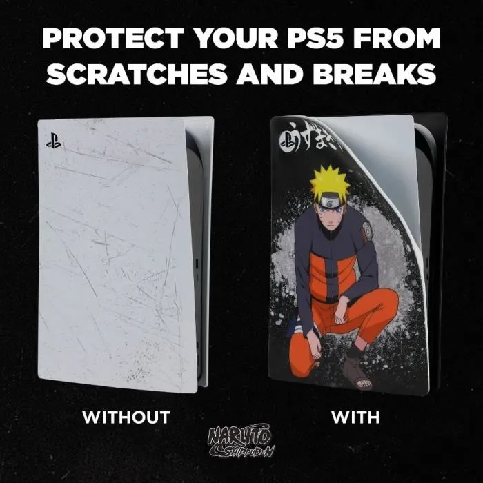 KONIX - Façade de protection en silicone pour PlayStation 5 PS5 - Motif Naruto Shippuden - Antichoc et anti-rayures - Noir