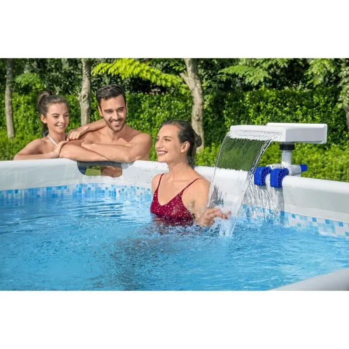 Bestway Fontaine de Piscine Hors Sol Cascade à LED, Accessoire Electrique avec Eclairage LED, Design Blanc