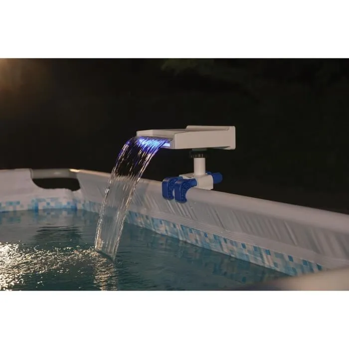 Bestway Fontaine de Piscine Hors Sol Cascade à LED, Accessoire Electrique avec Eclairage LED, Design Blanc