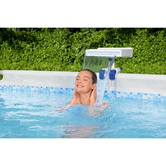 Bestway Fontaine de Piscine Hors Sol Cascade à LED, Accessoire Electrique avec Eclairage LED, Design Blanc