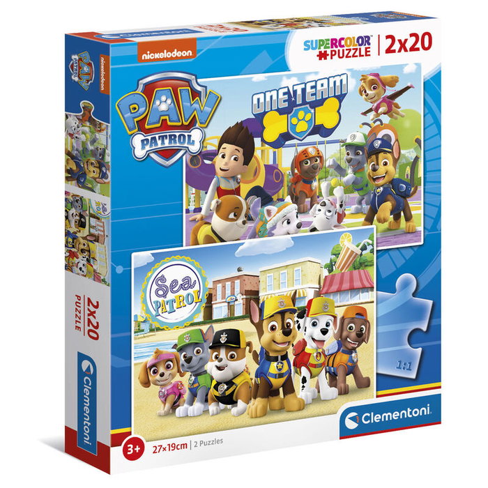 CLEMENTONI Puzzle Paw Patrol Pat'Patrouille 2 x 20 pièces - Taille des puzzles: 27x19 cm