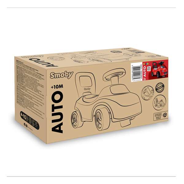 Smoby - Trotteur ou porteur bébé pour enfant de 18 mois et plus, rouge, dimensions 54x24x27 cm, plastique, langues emballage: espagnol, portugais
