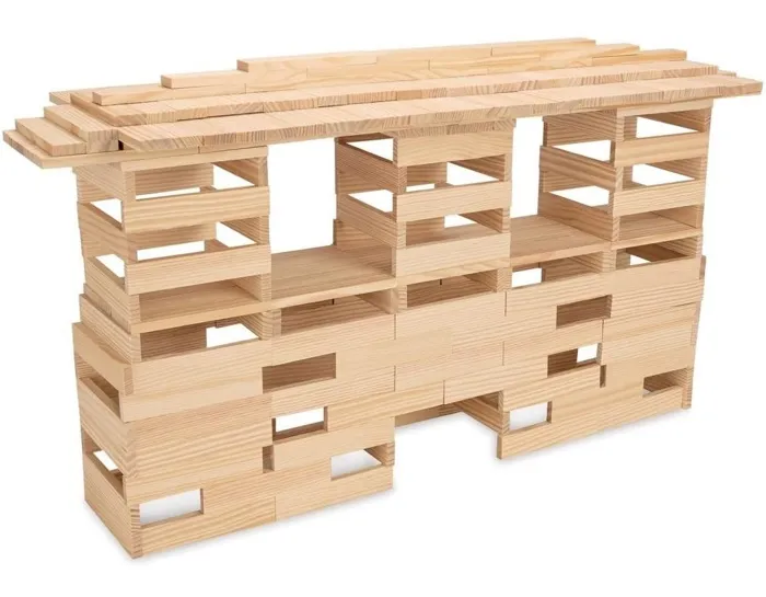Jeujura TECAP Classic Jeu de Construction 300 Planchettes en Bois Naturel à partir de 3 ans