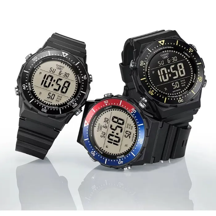 Casio AE-1700H Montre homme digitale Quartz - Noir/Bleu - Étanche 10 bars - Éclairage LED, Second fuseau, Chronomètre, Compte à rebours