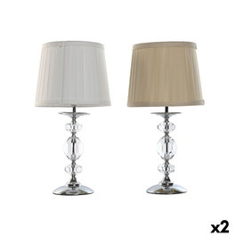 Lampe de bureau Home ESPRIT Blanc Beige Métal 25 W 220 V 22 x 22 x 45 cm (2 Unités)