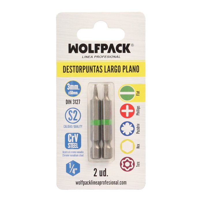 Wolfpack Linea Profesional Jeu de 2 embouts plats 3 mm