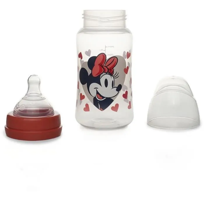 Disney Baby Minnie Biberon 240 ml Anti-Coliques Tétine Silicone Sans BPA - Biberon pour Nouveau-Né avec Design Minnie Mouse