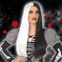 Atosa Perruque Vampireuse Blanc et Noir Longue et Lisse