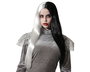 Peluca Larga Vampiresa en Noir et Blanc - 60 cm - Perruque Gothique Lisa pour Déguisement Adulte Halloween