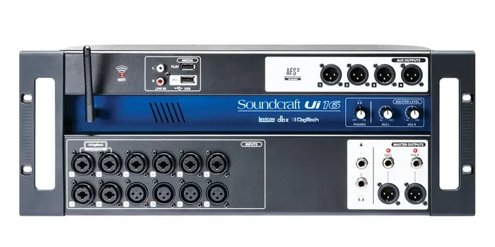 SOUNDCRAFT Ui16 Table de mixage numérique avec contrôle à distance, Wi-Fi intégré, traitement HARMAN et 16 canaux SOUNDCRAFT Ui16 Table de mixage numérique avec contrôle à distance, Wi-Fi intégré, traitement HARMAN et 16 canaux