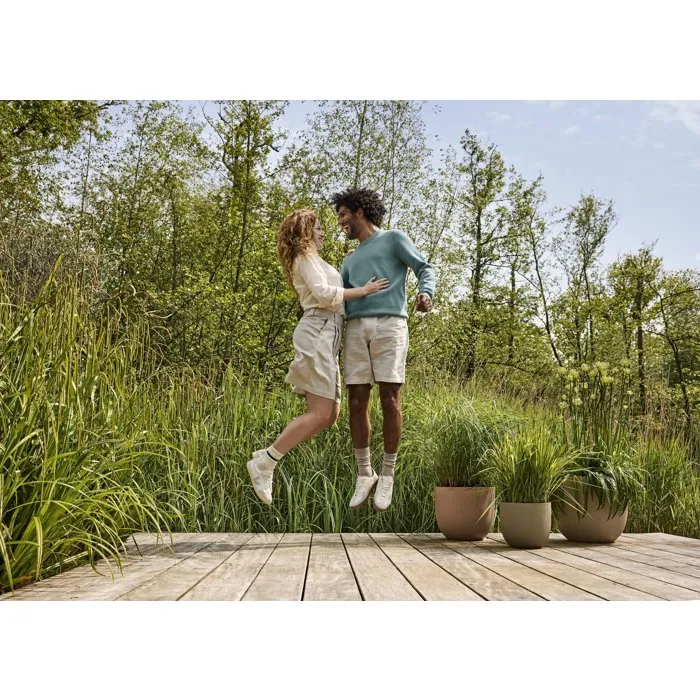 ELHO Sereh Rond 60 - Pot de fleur rond en plastique recyclé - 110 L - Ø 59 x H 51 cm - Marron - Intérieur/Extérieur