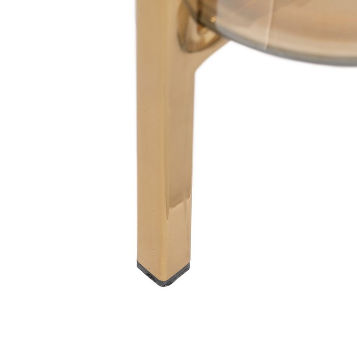 BigBuy Home Bougeoir Doré Verre Acier 12 x 12 x 23 cm BigBuy Home Bougeoir Doré Verre Acier 12 x 12 x 23 cm