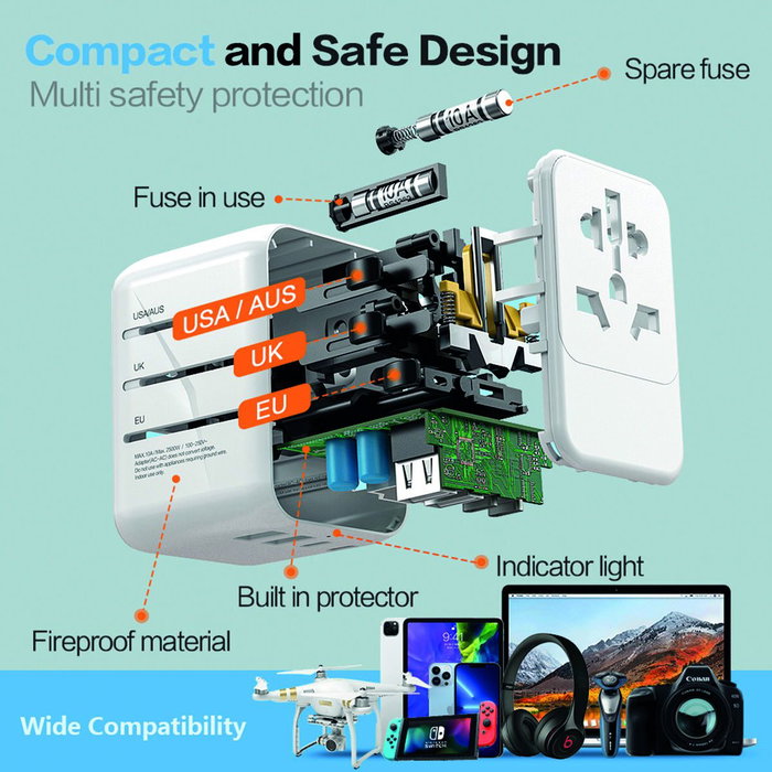 Multiprise Scape Travel 651UC Plastique
