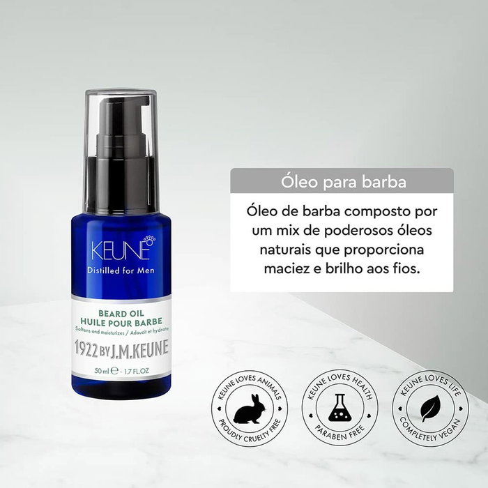 Keune 1922 By J.M. Keune Huile à Barbe Hydratante pour Hommes - Soin Barbe Hydratant - Flacon 50 ml