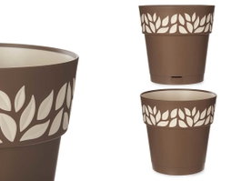 Stefanplast Pot de fleurs plastique 25 cm Cloe marron avec réserve d'eau 7,5 L + 400 ml (Set de 6)