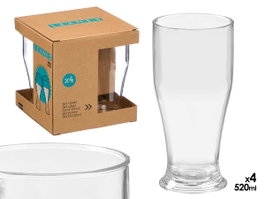Leknes Lot de 4 verres à bière en acrylique transparent 520 ml 17 x 18 x 17 cm (Set de 12)