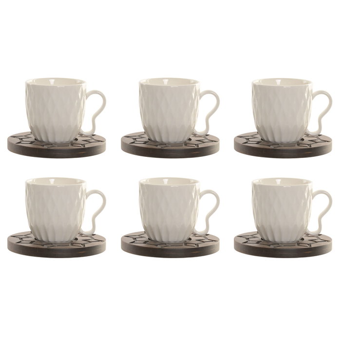 Home ESPRIT Ensemble de tasses à café Blanc et Brun foncé Bambou Porcelaine 90 ml, 6 Pièces Home ESPRIT Ensemble de tasses à café Blanc et Brun foncé Bambou Porcelaine 90 ml, 6 Pièces