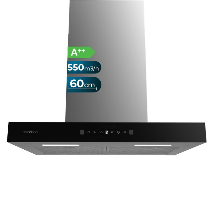 Hotte Conventionnelle Cecotec 60 cm Bolero Flux TT 605500 Verre noire A++ cristal Hotte Conventionnelle Cecotec 60 cm Bolero Flux TT 605500 Verre noire A++ cristal