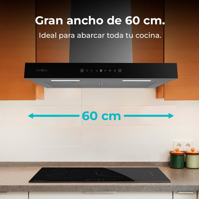 Hotte Conventionnelle Cecotec 60 cm Bolero Flux TT 605500 Verre noire A++ cristal Hotte Conventionnelle Cecotec 60 cm Bolero Flux TT 605500 Verre noire A++ cristal