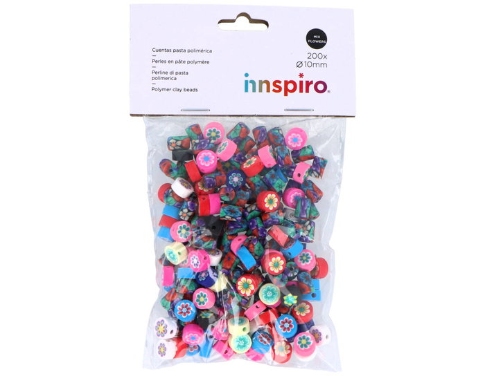 Innspiro Perles en pâte polymère - Cylindres et disques assortis 10 mm (200 pièces)
