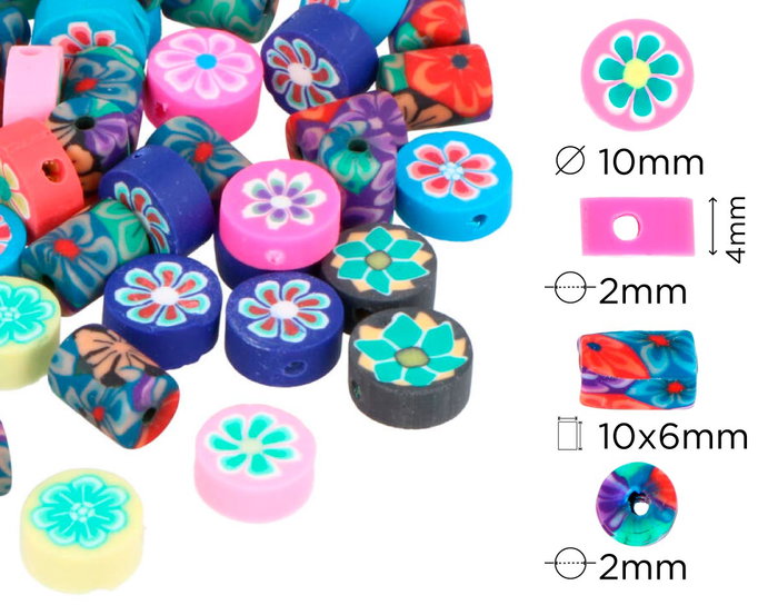 Innspiro Perles en pâte polymère - Cylindres et disques assortis 10 mm (200 pièces)