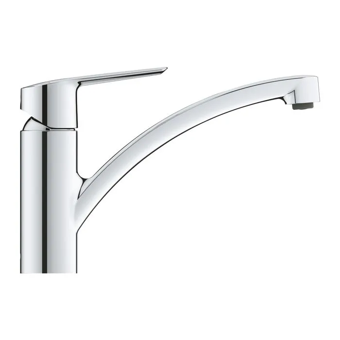GROHE Robinet de cuisine monocommande Evier QUICKFIX Start, bec bas chromé, mousseur, flexibles souples - Réf. 31138002