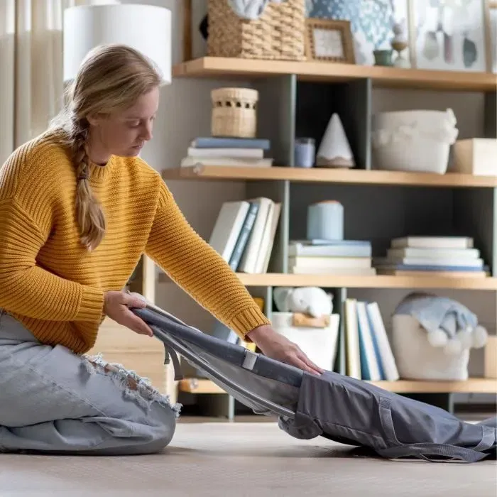 Ingenuity - Transat bébé pliable Parker avec massage du ventre, vibrations, position fixe ou à bascule - Cadeau bébé